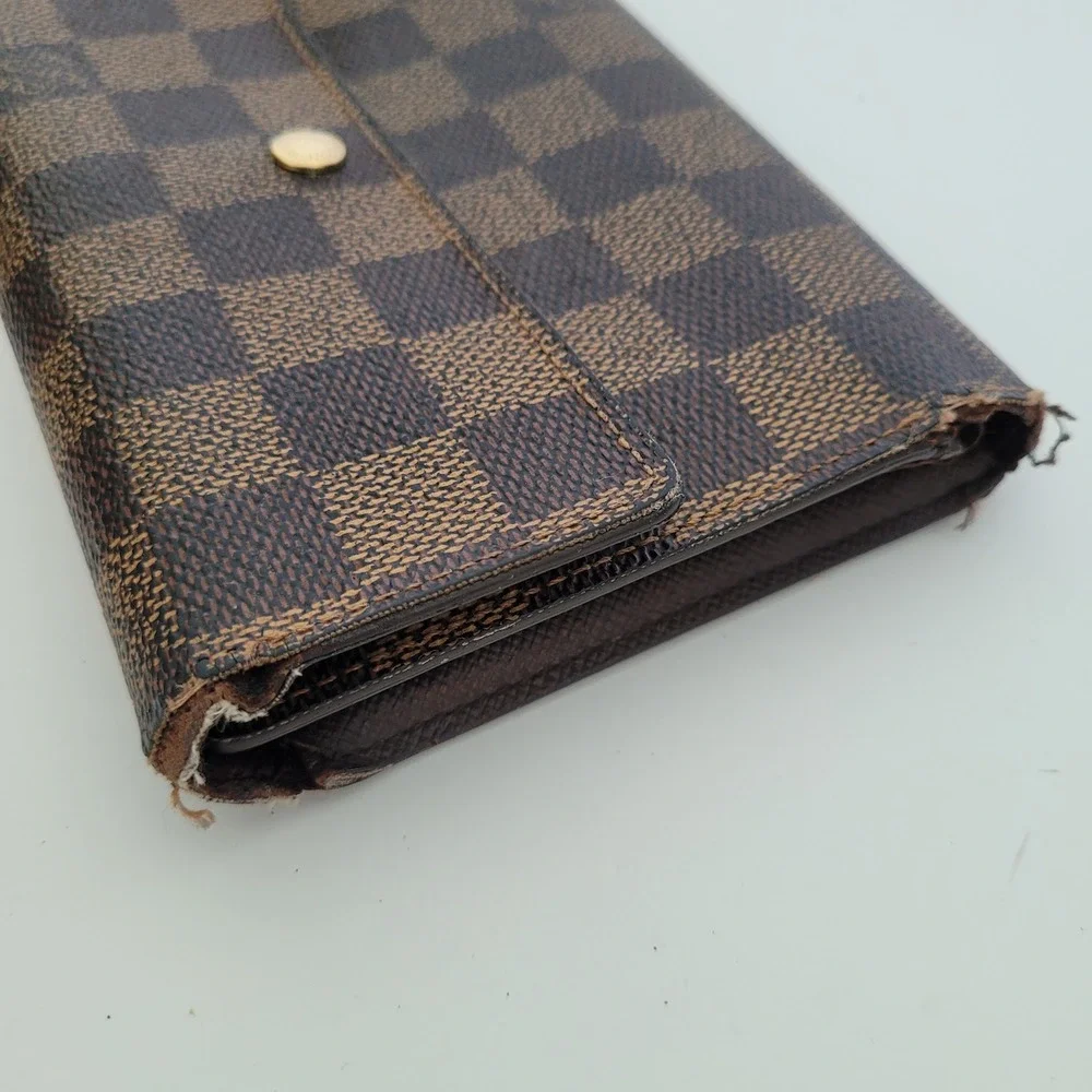 Louis Vuitton Damier Ebene Trifold Wallet Brown Checkered SP0073 France Fair